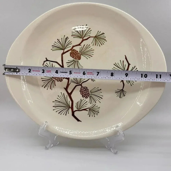 Vintage  Oven Proof Serving Plate Platter Pine Cones Pattern Made in USA - Picture 3 of 6